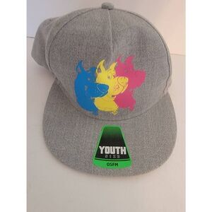 NWOT Scoob! Youth's Scooby-Doo Print 5-Panel Snap Back Hat Gray OSFM